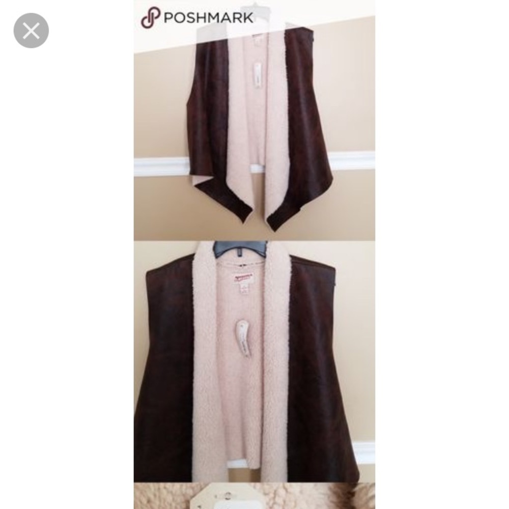 Vegan leather and faux fur vest